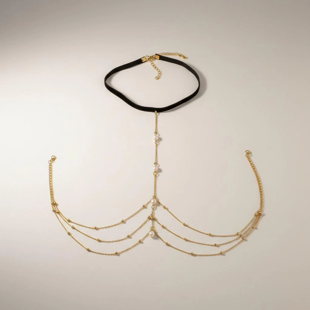 Gold thigh chain white pearls 2892 at 9.99€ – photo 2